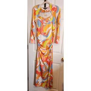 Boston‎ Proper Sequin Cutout Neckline Ruched Maxi Dress Stretch Size Small NWOT